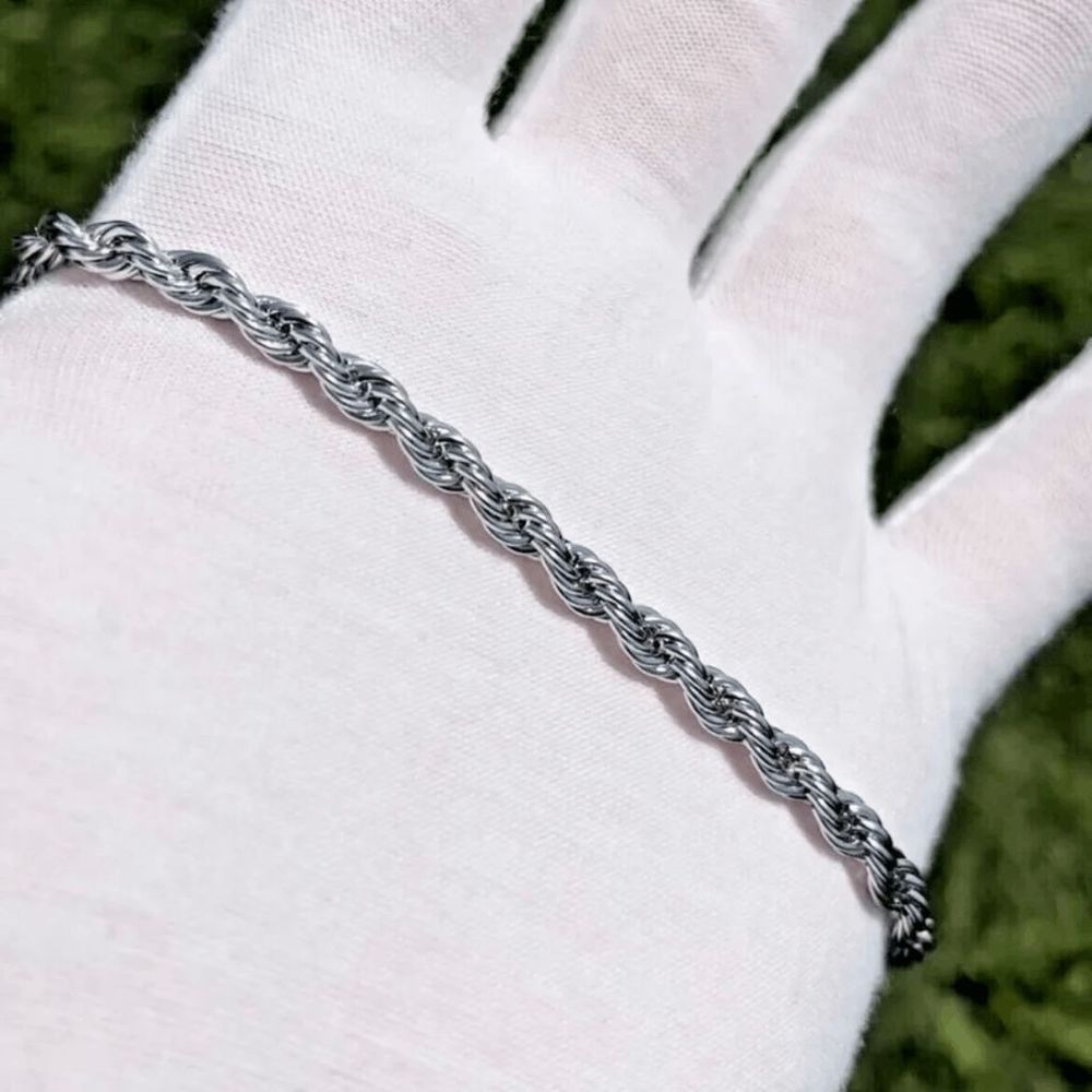 5mm Solid 316L Stainless Steel Mens Twisted Rope Cable Chain Necklace Choker - Picture 7 of 8